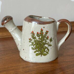 Vintage Takahashi 3.5" Stoneware Watering Can Japan Mini Speckled Floral Flowers